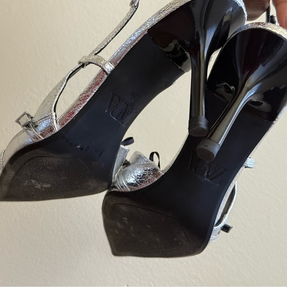 Zara Silver Buckled Strap Heels - Picture 4 of 4